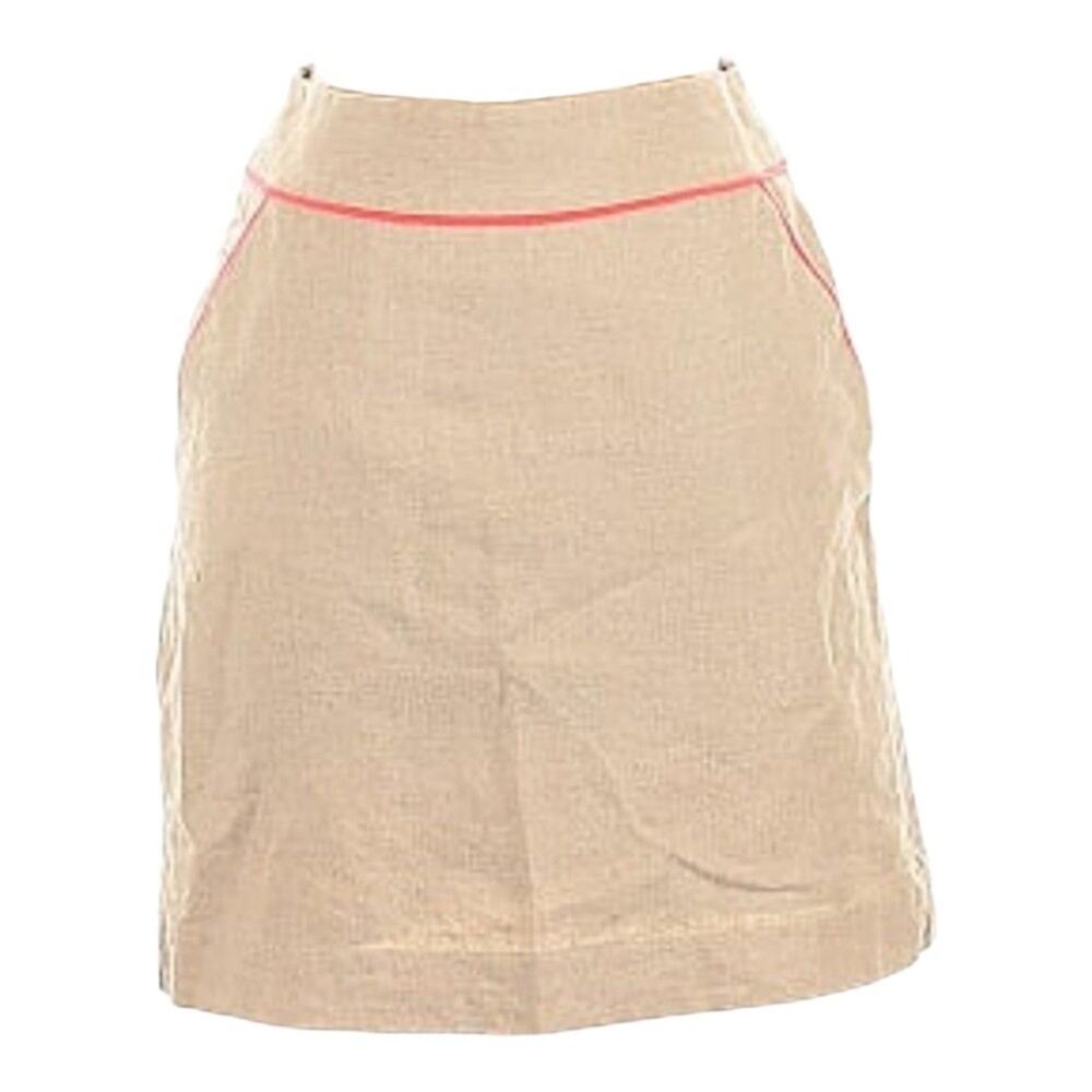 Loft Academia Career linen Mini pencil skirt with orange piping size 2